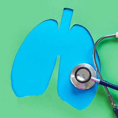 cut out of lungs with stethoscope